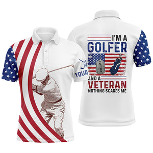 Im A Golfer And A Veteran American Flag Mens Golf Polo Shirt Patriotic Golf Tops For Men LDT0590