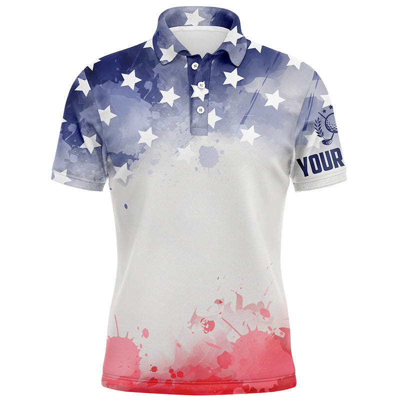 Watercolor American Flag Mens Golf Polo Shirt Patriotic Usa Golf Shirts For Men Golf Gifts LDT0598