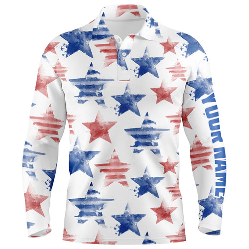 Watercolor American Stars Mens Golf Polo Shirt Patriotic Golf Tops For Men Golf Gifts LDT0601