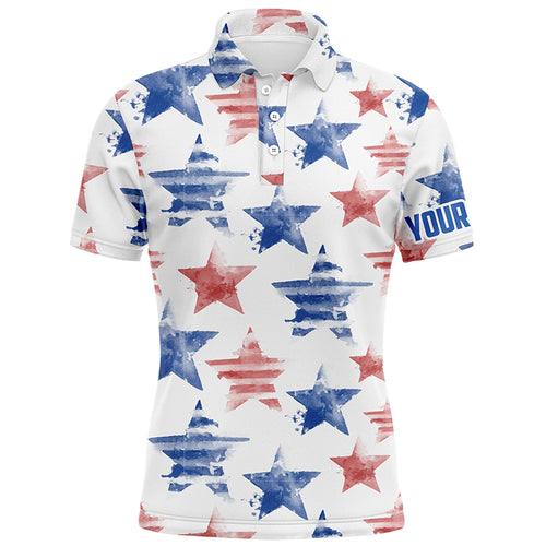 Watercolor American Stars Mens Golf Polo Shirt Patriotic Golf Tops For Men Golf Gifts LDT0601