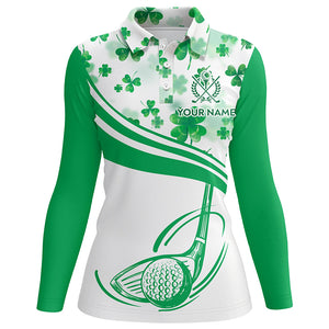 Green Clover St Patrick Day Golf Polo Shirts Customized Golf Shirts For Women Golf Gifts LDT1300