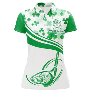 Green Clover St Patrick Day Golf Polo Shirts Customized Golf Shirts For Women Golf Gifts LDT1300