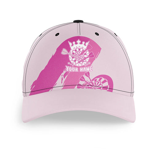 Personalized Pink Darts Cap Custom Pink Cool Baseball Darts Hat For Women Cute Darts Gifts LDT1302