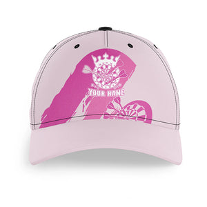 Personalized Pink Darts Cap Custom Pink Cool Baseball Darts Hat For Women Cute Darts Gifts LDT1302