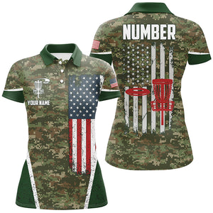 Disc Golf Vintage Camouflage American Flag Custom Patriotic Disc Golf Shirts For Women LDT0289