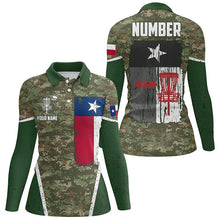 Load image into Gallery viewer, Disc Golf Vintage Camouflage Texas Flag Custom Patriotic Disc Golf Shirts For Women LDT0290