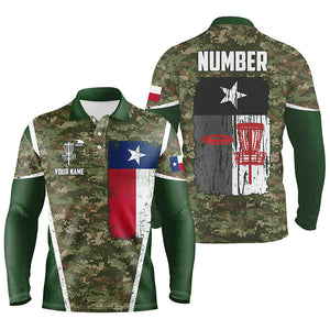 Mens Disc Golf Vintage Camouflage Texas Flag Custom Patriotic Disc Golf Shirts For Men LDT0290