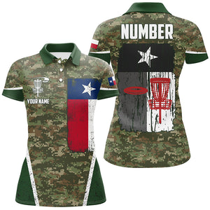 Disc Golf Vintage Camouflage Texas Flag Custom Patriotic Disc Golf Shirts For Women LDT0290