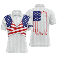 Load image into Gallery viewer, American Flag White Golf Pattern Mens Polo Shirt Patriotic Golf Shirts For Men Golf Gifts LDT0603