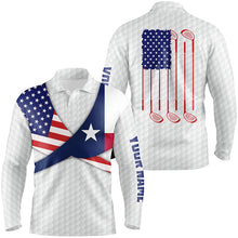 Load image into Gallery viewer, Texas Flag White Golf Pattern Mens Polo Shirt Patriotic Golf Shirts For Men Golf Gifts LDT0604