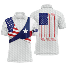 Load image into Gallery viewer, Texas Flag White Golf Pattern Mens Polo Shirt Patriotic Golf Shirts For Men Golf Gifts LDT0604