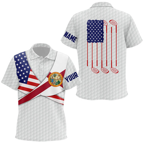 Florida Flag White Golf Pattern Unisex Kids Polo Shirt Patriotic Golf Shirts For Kid Golf Gifts LDT0605