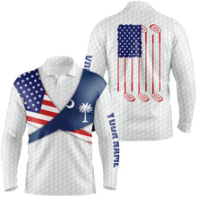 Load image into Gallery viewer, South Carolina Flag White Golf Pattern Mens Polo Shirt Patriotic Men Golf Shirts Golf Gifts LDT0606