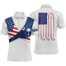 Load image into Gallery viewer, South Carolina Flag White Golf Pattern Mens Polo Shirt Patriotic Men Golf Shirts Golf Gifts LDT0606