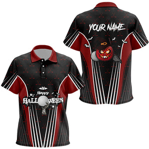 Happy Halloween Kids Golf Polo Shirts Custom Red Black Golf Shirts For Kid, Crazy Golf Gifts LDT0361