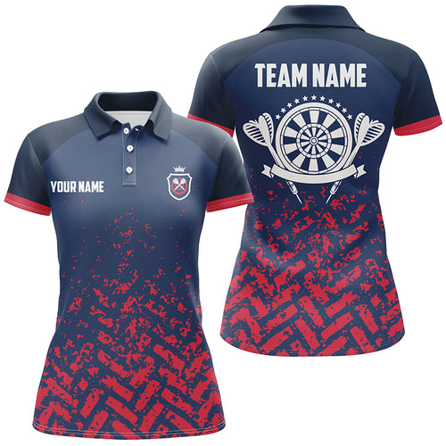 Personalized Blue Red Darts Polo Shirt Custom Dart Team Shirts For Women Dart Jersey LDT0630