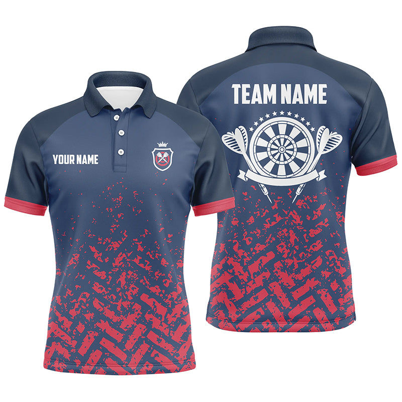 Personalized Blue Red Mens Darts Polo Shirt Custom Dart Team Shirts For Men Dart Jersey LDT0630