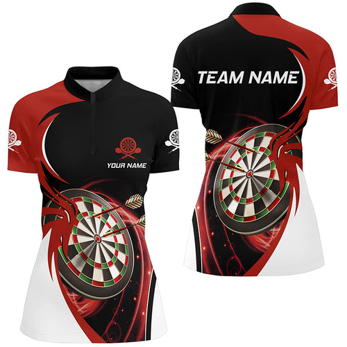 Personalized Red Black Darts Quarter-zip Shirt Custom Dart Shirts For Women Team Jersey LDT0632