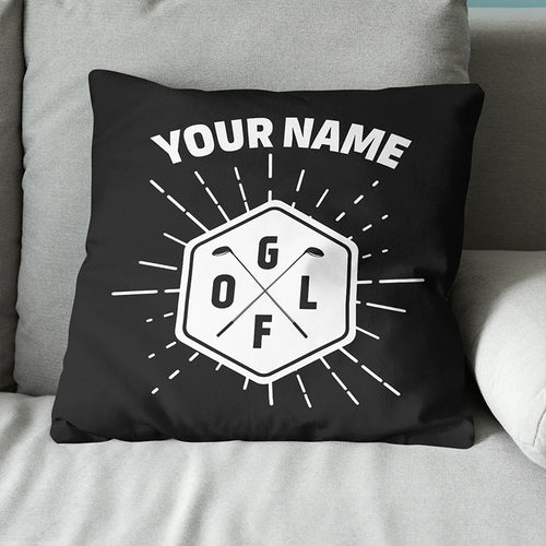 Golf Club Labels Black White Custom Throw Pillow Personalized Golf Gifts LDT1135