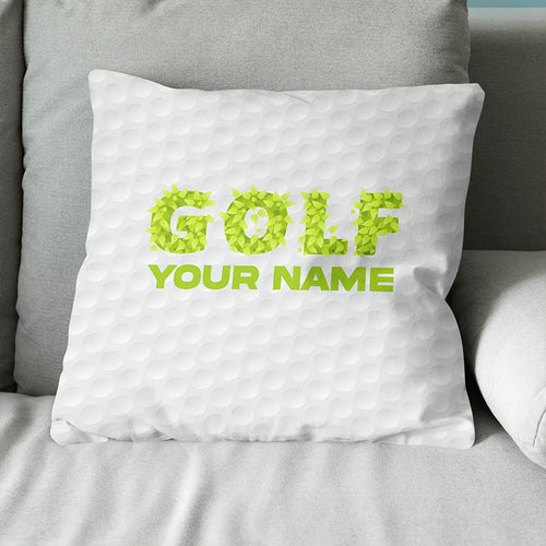Green Grass Golf Ball Pattern Custom Throw Pillow Personalized Golf Gift LDT1140
