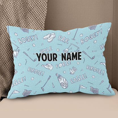 Blue Funny Golf Elements Custom Throw Pillow Personalized Golf Gifts LDT1142