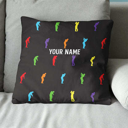Colorful Golf Swing Custom Throw Pillow Personalized Best Golf Gifts LDT1147