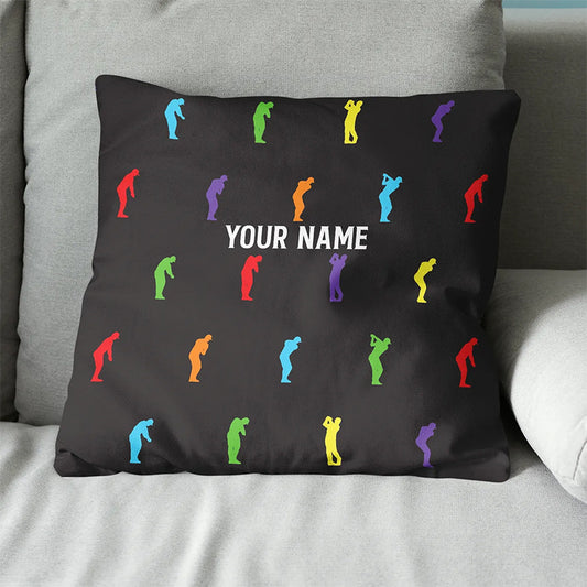 Colorful Golf Swing Custom Throw Pillow Personalized Best Golf Gifts LDT1147