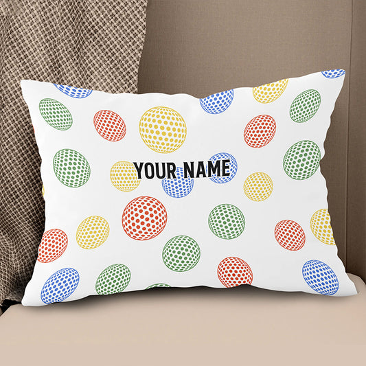 Colorful Golf Ball Custom Throw Pillow Personalized Cool Golf Gifts LDT1149