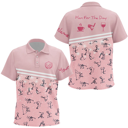 Plan For The Day Pink Kids Golf Polo Shirts Custom Funny Golf Shirts For Kid Cute Golf Gifts LDT0343