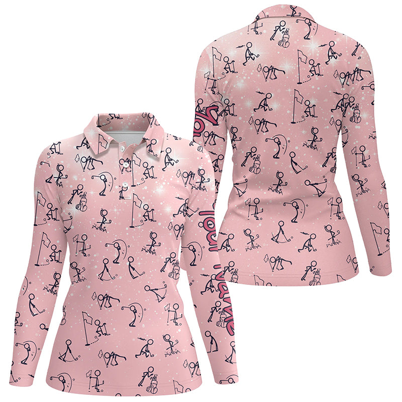 Pink Galaxy Seamless Golf Polo Shirts Custom Funny Golf Shirts For Women Cute Golf Gifts LDT0344