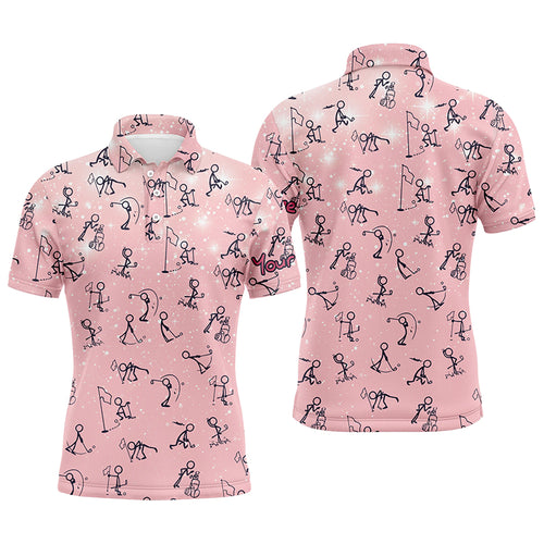 Pink Galaxy Seamless Mens Golf Polo Shirts Custom Funny Golf Shirts For Men Cute Golf Gifts LDT0344