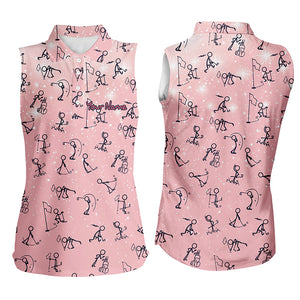 Pink Galaxy Seamless Sleeveless Golf Polo Shirts Custom Funny Golf Shirts For Women Cute Golf Gifts LDT0344