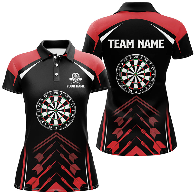 Personalized Love Darts Red Black Polo Shirt Custom Cool Dart Jersey For Women LDT0354