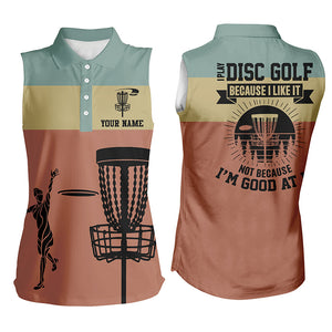 Womens Sleeveless Disc Golf Polo Shirt, Funny Disc Golf Shirt With Sayings, Best Golf Gifts For Women LDT0109