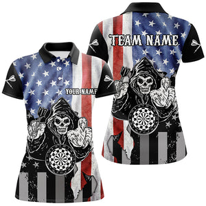 Personalized Vintage American Flag Womens Darts Polo Shirt Skull Darts Jersey For Women LDT0667