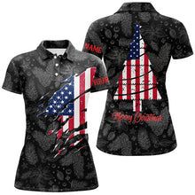 Load image into Gallery viewer, American Flag Christmas Golf Polo Shirt Custom Retro Patriotic Golf Shirt For Women Golf Gift LDT0672