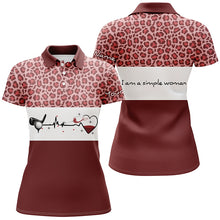 Load image into Gallery viewer, I Am A Simple Woman Golf Womens Polo Shirt, Red Leopard Golf Shirts For Women, Gifts For Wine Lovers LDT0119