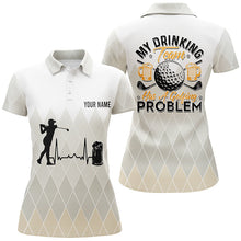 Load image into Gallery viewer, Argyle Pattern Womens Golf Polo Shirt, Personalized Beer Golf Shirts For Women, Golfer Gifts LDT0121