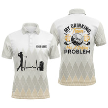 Load image into Gallery viewer, Argyle Pattern Mens Golf Polo Shirt, Personalized Heartbeat Beer Golf Shirts For Men, Golfer Gifts LDT0121