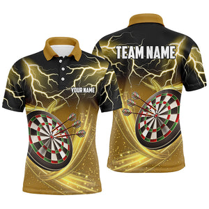 Personalized Thunder Lightning Yellow Men Darts Polo Shirt Custom Dart Jersey For Men LDT0687