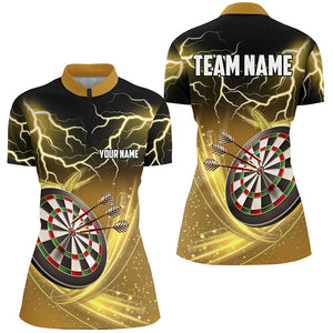 Personalized Thunder Lightning Yellow Darts Quarter-zip Shirt Custom Dart Jersey For Women LDT0687