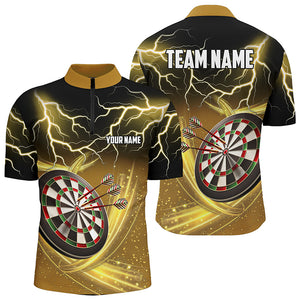 Personalized Thunder Lightning Yellow Darts Quarter-zip Shirt Custom Dart Jersey For Men LDT0687