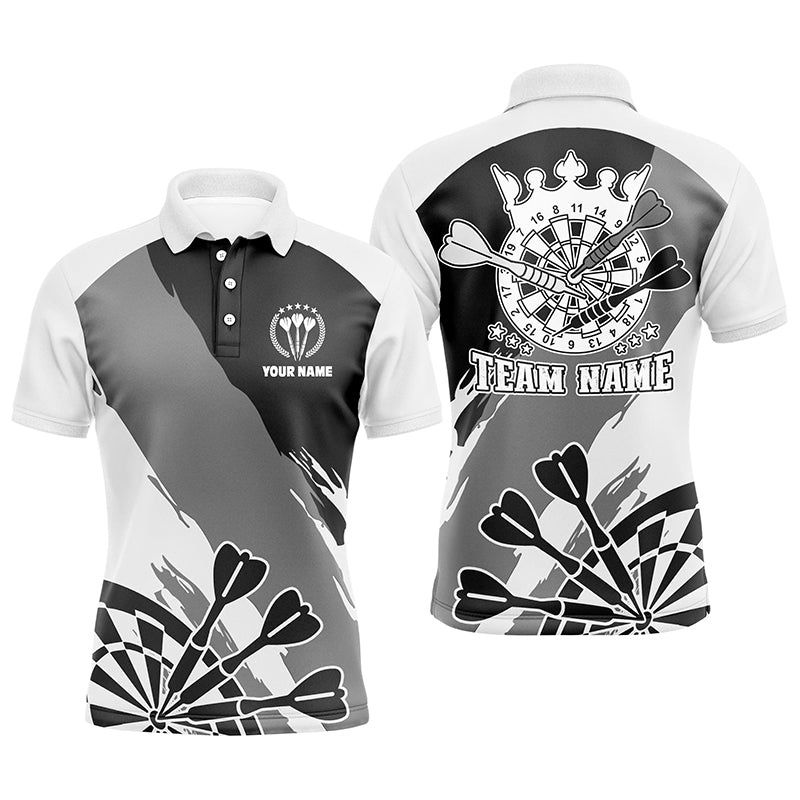 Personalized Black White Men Darts Polo Shirt Custom Dart Shirt For Men Darts Jersey LDT0694