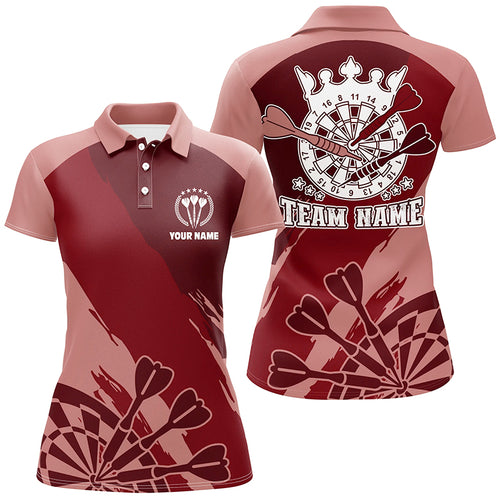 Personalized Red Women Darts Polo Shirt Custom Cool Dart Shirts For Women Darts Jersey LDT0695