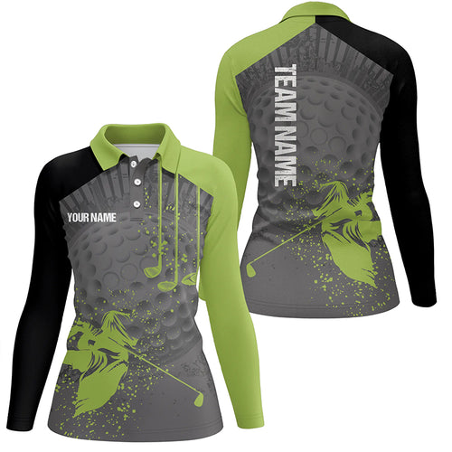 Personalized Funny Diversified Green Grey Womens Golf Polo Shirt Custom Golf Shirts For Women LDT0700