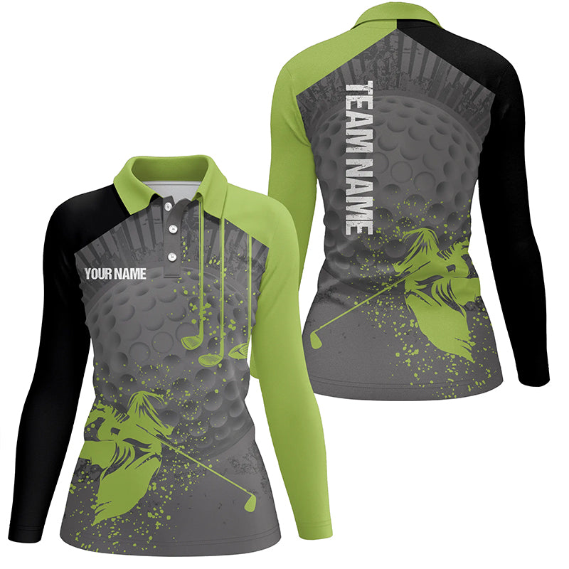 Personalized Funny Diversified Green Grey Womens Golf Polo Shirt Custom Golf Shirts For Women LDT0700