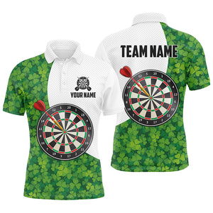 St Patrick Day Green Clover Leaf Mens Darts Polo Shirts Custom Dart Jerseys For Men LDT1479