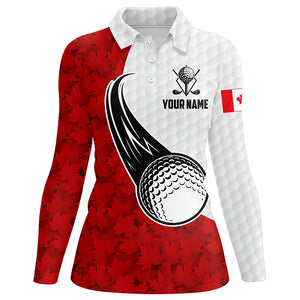 Canada Flag Red Maple Leaf Golf Polo Shirts Custom Patriotic Golf Shirts For Women Golf Gifts LDT1480