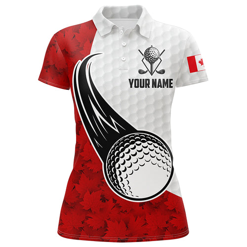 Canada Flag Red Maple Leaf Golf Polo Shirts Custom Patriotic Golf Shirts For Women Golf Gifts LDT1480