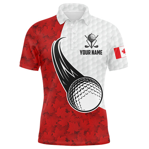 Canada Flag Red Maple Leaf Mens Golf Polo Shirts Custom Patriotic Golf Shirts For Men Golf Gifts LDT1480